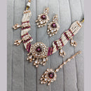 Rajwadi Collection Premium Polki Kundan Stone And Pearl Choker Necklace Set