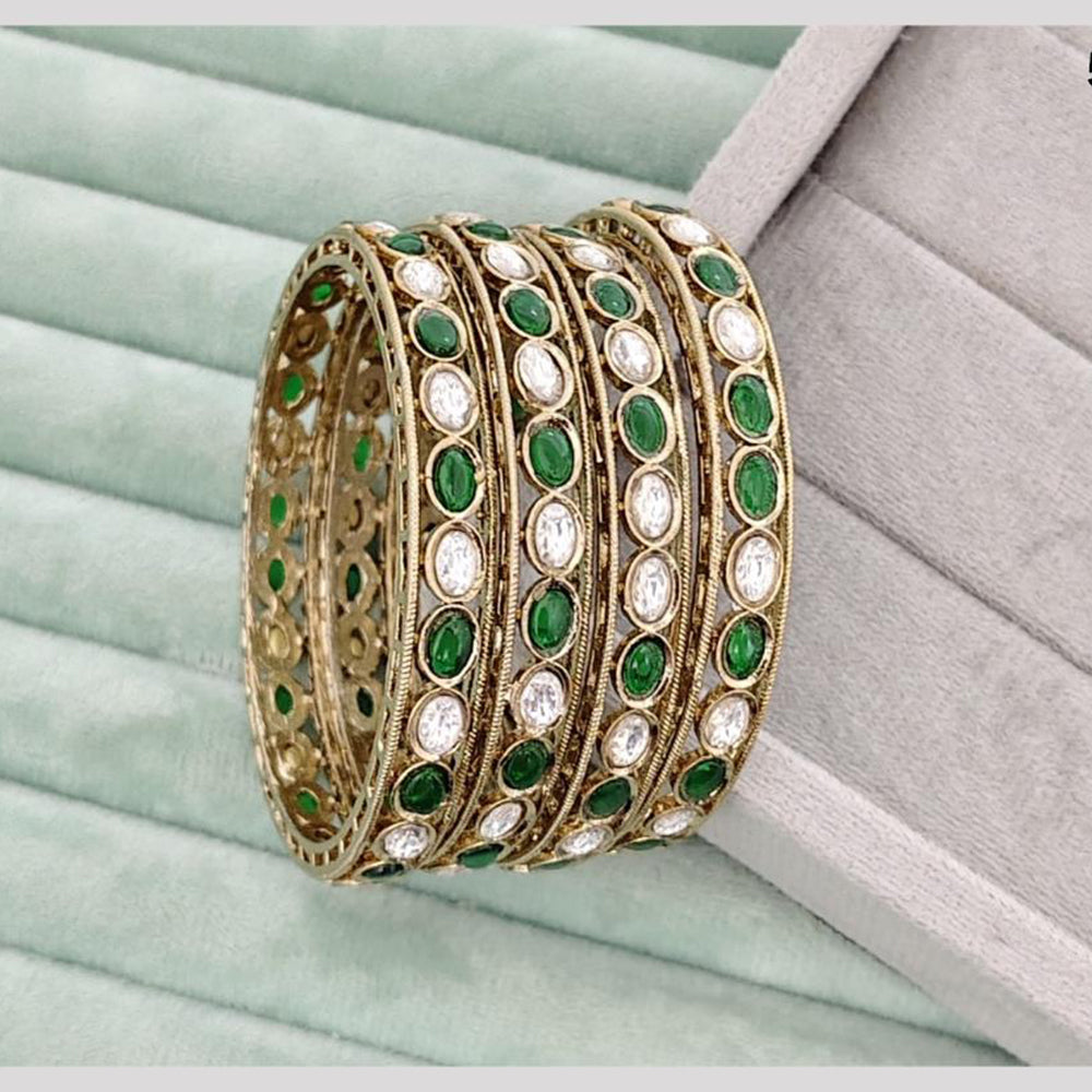 Rajwadi Collection Premium Pota Stone Bangles Set
