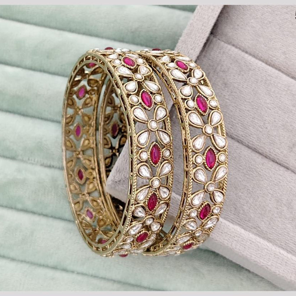 Rajwadi Collection Premium Pota Stone Bangles Set