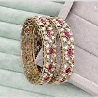 Rajwadi Collection Premium Pota Stone Bangles Set