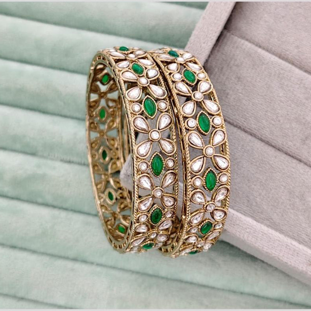 Rajwadi Collection Premium Pota Stone Bangles Set