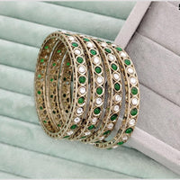 Rajwadi Collection Premium Pota Stone Bangles Set