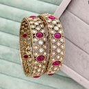 Rajwadi Collection Premium Pota Stone Bangles Set