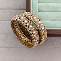 Rajwadi Collection Premium Pota Stone Bangles Set