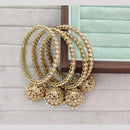 Rajwadi Collection Shimmer Crystal Stone And Pearl Bangles Set