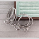 Rajwadi Collection Shimmer Crystal Stone And Pearl Bangles Set