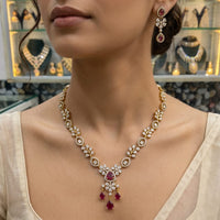 Rajwadi Collection Elegant Polki Kundan Stone Necklace Set