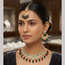 Rajwadi Collection Royal Kundan Stone And Beads Meenakari Necklace Set