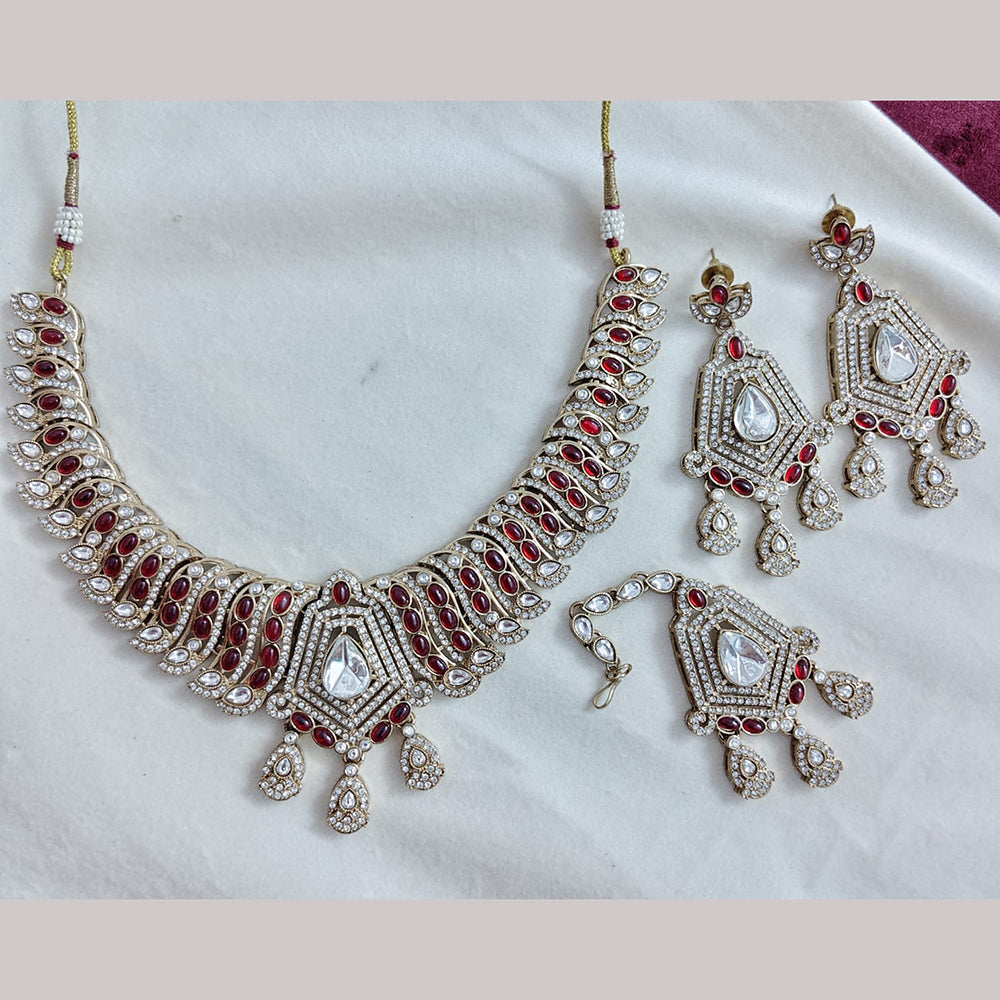 Rajwadi Collection Elegant Polki Kundan Stone Necklace Set