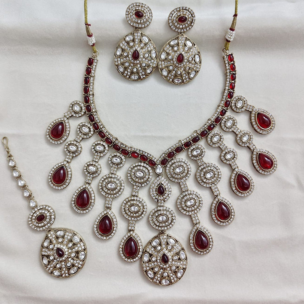 Rajwadi Collection Elegant Polki Kundan Stone Necklace Set