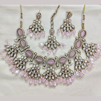 Rajwadi Collection Elegant Polki Kundan Stone And Beads Necklace Set