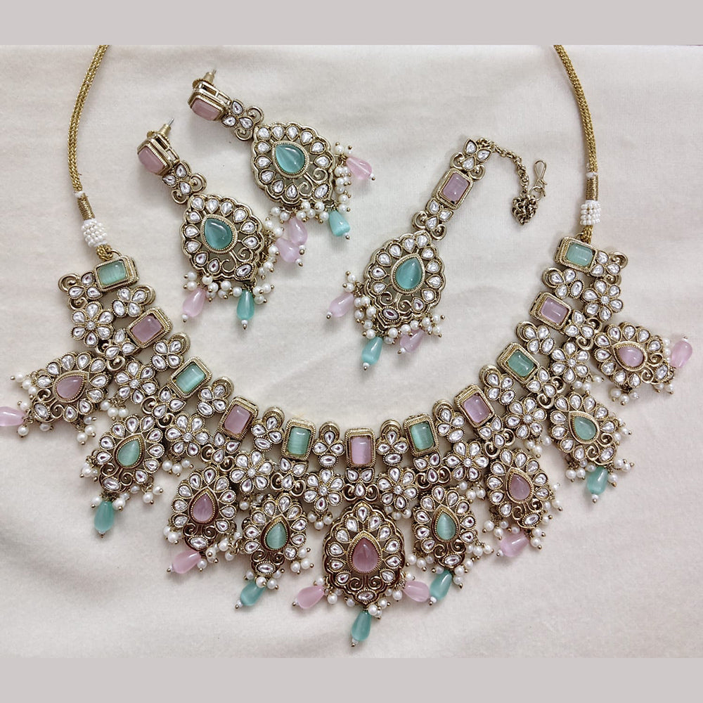 Rajwadi Collection Premium Pota Stone And Beads Necklace Set