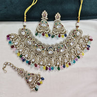 Rajwadi Collection Premium Pota Stone And Beads Necklace Set