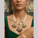 Rajwadi Collection Elegant Polki Kundan Stone And Beads Necklace Set