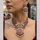 Rajwadi Collection Elegant Polki Kundan Stone And Beads Choker Necklace Set
