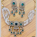 Rajwadi Collection Premium Pota Stone And Pearl Choker Necklace Set