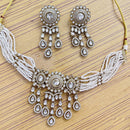 Rajwadi Collection Premium Pota Stone And Pearl Choker Necklace Set