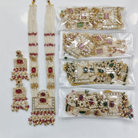 Rajwadi Collection Premium Pota Stone And Pearl Long Necklace Set