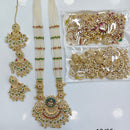 Rajwadi Collection Premium Pota Stone And Pearl Long Necklace Set