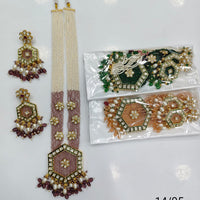 Rajwadi Collection Premium Pota Stone And Pearl Long Necklace Set