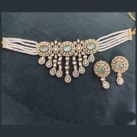 Rajwadi Collection Crystal Stone And Pearl Designer Choker Necklace Set for Women
