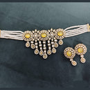 Rajwadi Collection Crystal Stone And Pearl Designer Choker Necklace Set for Women