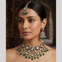 Rajwadi Collection Elegant Pota Stone Pearl And Beads Necklace Set 