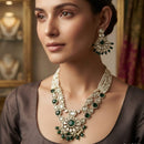 Rajwadi Collection Exquisite Polki Kundan Stone Pearl And Beads Necklace Set 