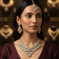 Rajwadi Collection Designer Polki Kundan Necklace Set