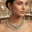 Rajwadi Collection Exquisite Polki Kundan Stone Pearl And Beads Necklace Set