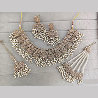 Rajwadi Collection Luxury Crystal Stone And Pearl Necklace Set