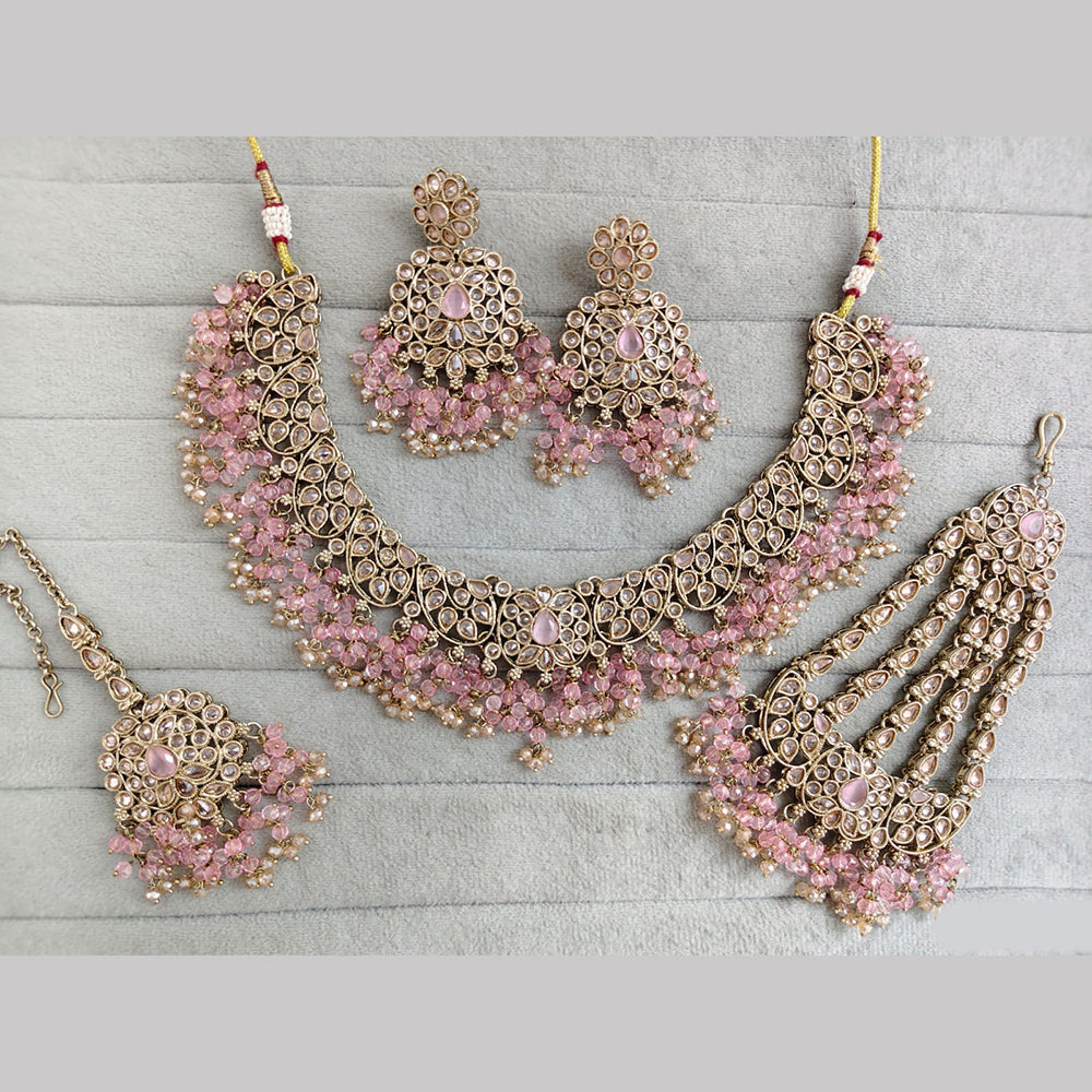 Rajwadi Collection Luxury Crystal Stone And Pearl Necklace Set