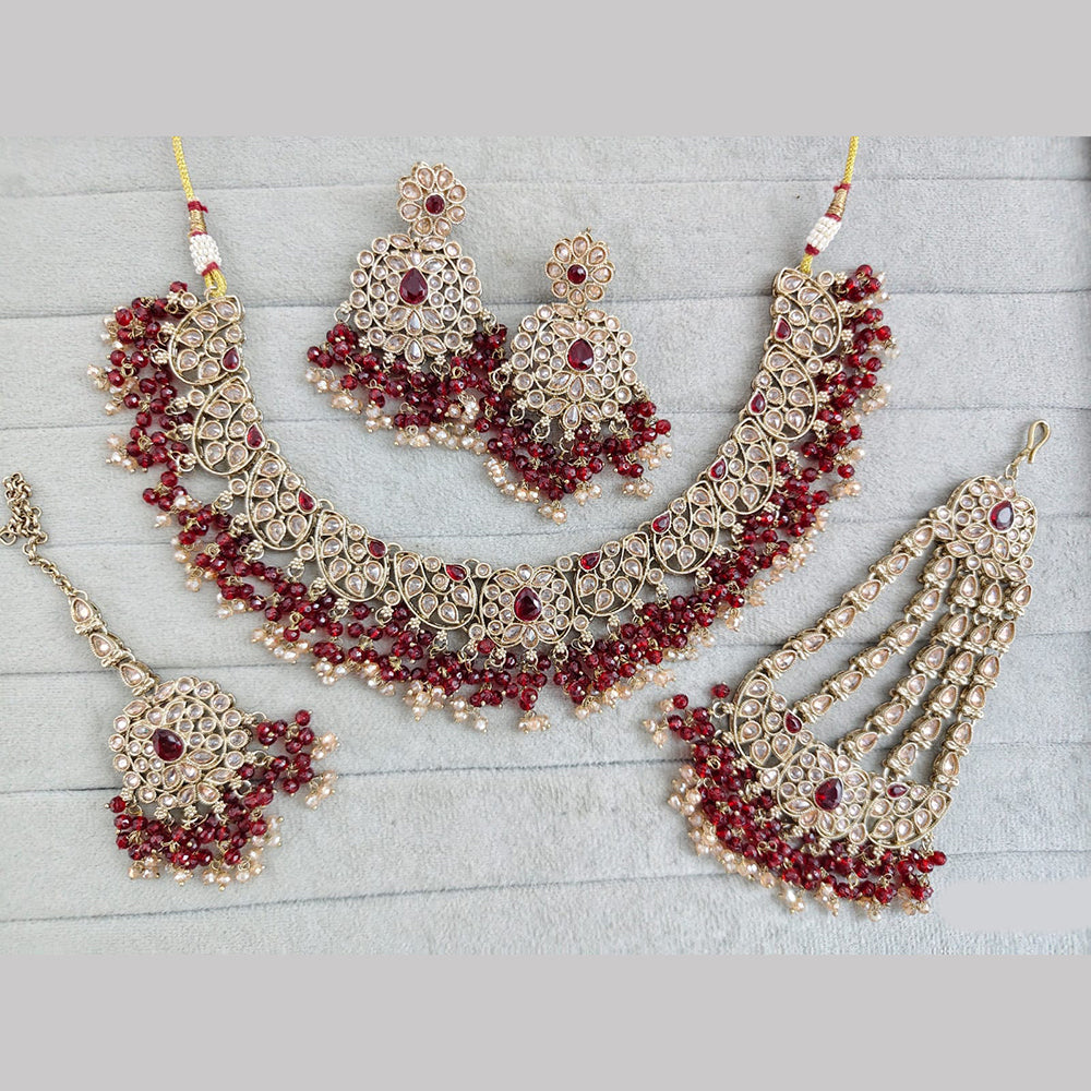 Rajwadi Collection Luxury Crystal Stone And Pearl Necklace Set