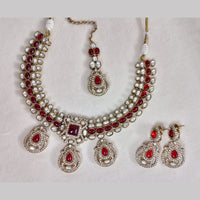 Rajwadi Collection Designer Pota Stone And Austrian Stone Necklace Set