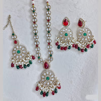 Rajwadi Collection Designer Pota Stone And Austrian Stone Beads Necklace Set