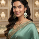 Rajwadi Collection Elegant Crystal Stone And Pearl Dangler Earrings