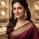 Rajwadi Collection Elegant Kundan Stone and Pearl  Meenakari Dangler Earrings
