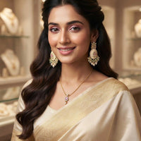 Rajwadi Collection Elegant Kundan Stone and Pearl  Meenakari Dangler Earrings