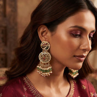Rajwadi Collection Elegant Pota Stone Beads And Pearl Dangler Earrings