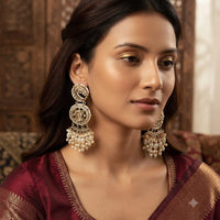 Rajwadi Collection Elegant Pota Stone Beads And Pearl Dangler Earrings