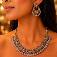 Rajwadi Collection Sparkling Crystal Stone Necklace Set