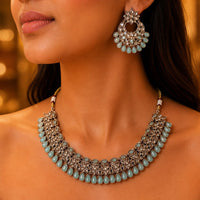 Rajwadi Collection Sparkling Crystal Stone Necklace Set