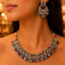 Rajwadi Collection Sparkling Crystal Stone Necklace Set