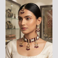 Rajwadi Collection Classic Kundan Stone And Pearl Choker Neckalce Set