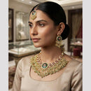 Rajwadi Collection Premium Pota Stone And Pearl Necklace Set for Women