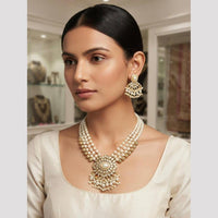 Rajwadi Collection Sparkling Crystal Stone And Beads Necklace Set