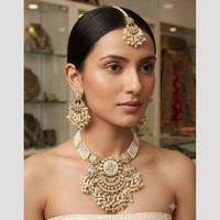 Rajwadi Collection Classic Kundan Stone And Pearl Choker Neckalce Set