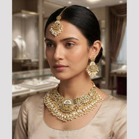 Rajwadi Collection Classic Kundan Stone And Pearl Choker Neckalce Set