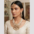 Rajwadi Collection Premium Pota Stone And Pearl Necklace Set for Women