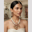 Rajwadi Collection Premium Pota Stone And Pearl Necklace Set for Women